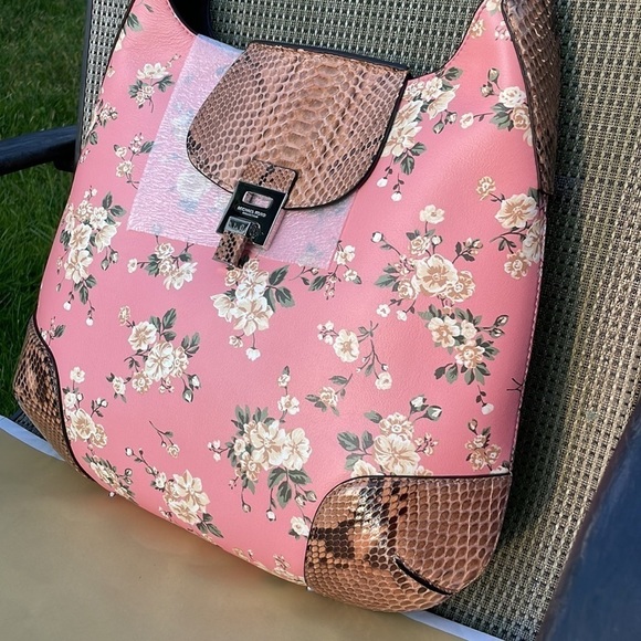 MICHAEL KORS COLLECTION 🌸Bancroft Oversized Calf Leather Python Shoulder Bag - Picture 6 of 14